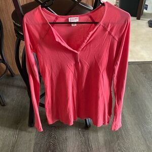 Mossimo Supply Co Orange Ribbed Long Sleeve Blouse
